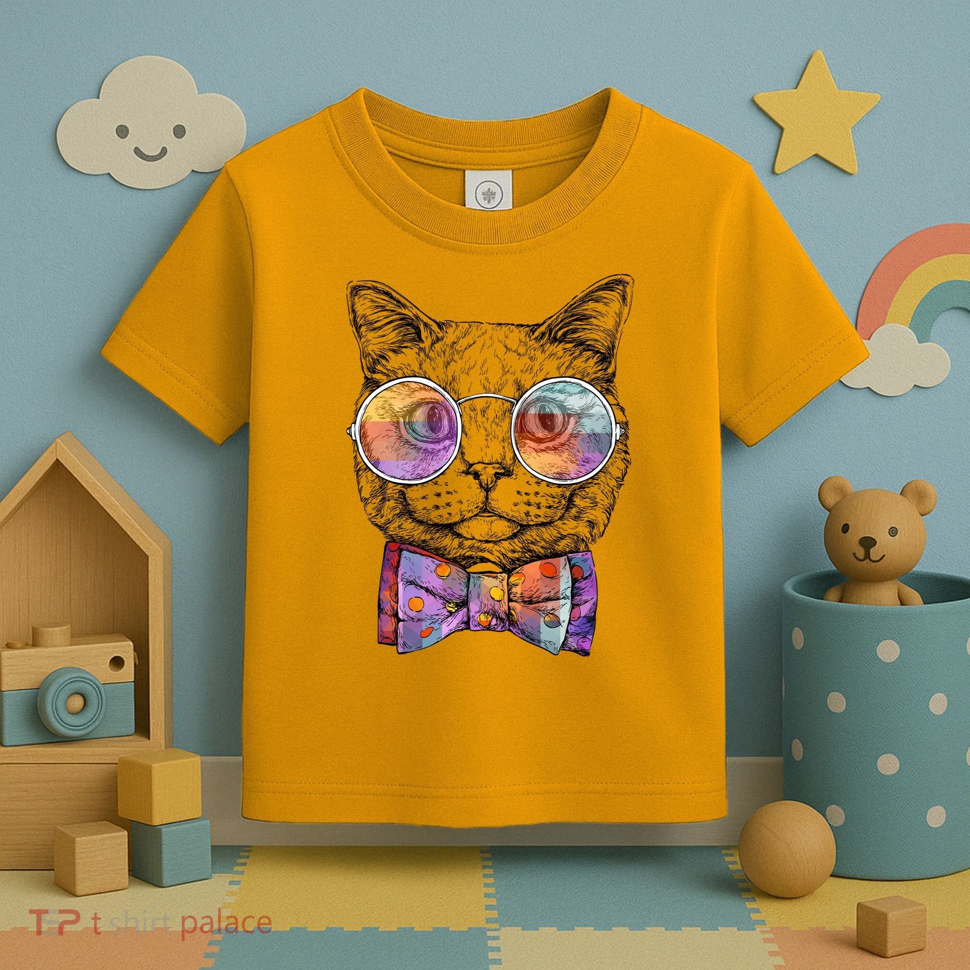 Nerd Cat With Glasses and Bow Tie Toddler T-Shirt