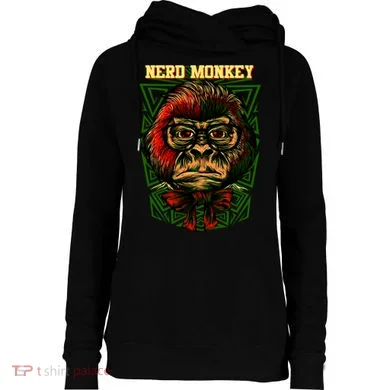 Nerd Monkey Womens Funnel Neck Pullover Hood