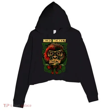 Nerd Monkey Crop Fleece Hoodie