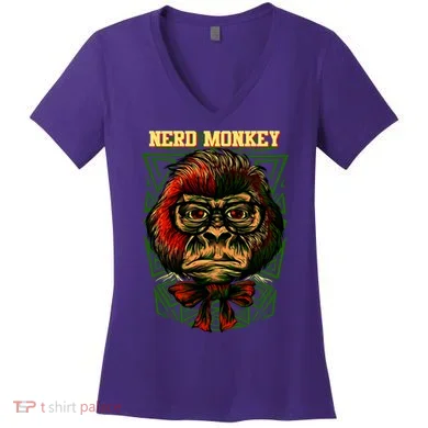 Nerd Monkey Women's V-Neck T-Shirt