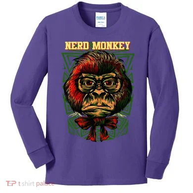 Nerd Monkey Kids Long Sleeve Shirt