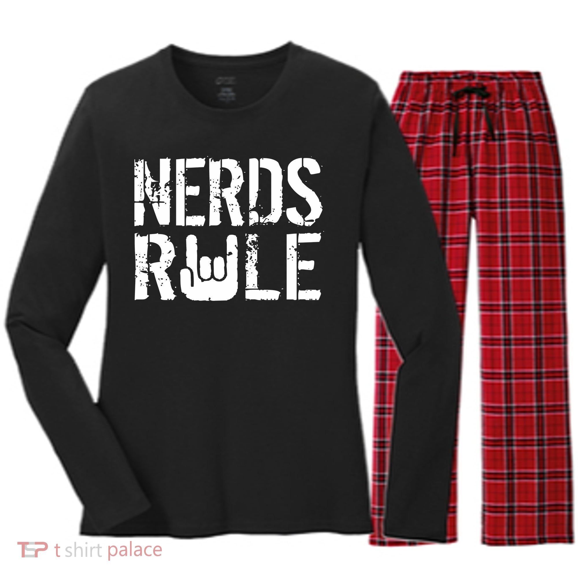 Nerds Rule Women's Long Sleeve Flannel Pajama Set 