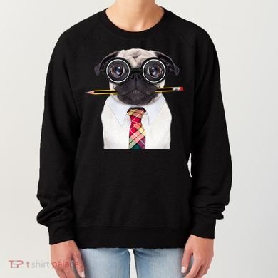 Nerdy Pug Dog With Glasses Women's Sweatshirt