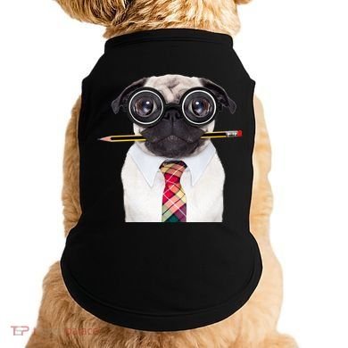 Nerdy Pug Dog With Glasses Doggie Tank