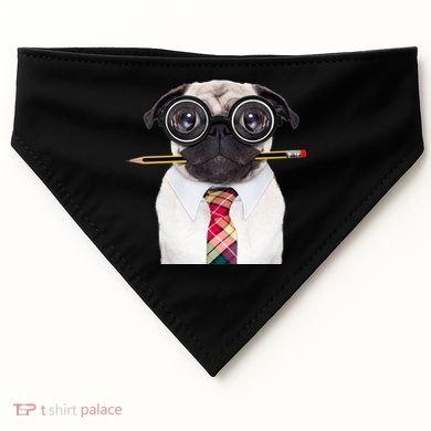 Nerdy Pug Dog With Glasses USA-Made Doggie Bandana