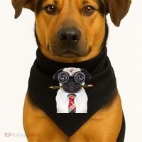 Nerdy Pug Dog With Glasses USA-Made Doggie Bandana thumb 1