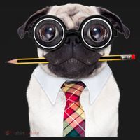 Nerdy Pug Dog With Glasses USA-Made Doggie Bandana thumb 2