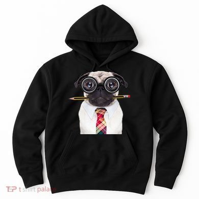 Nerdy Pug Dog With Glasses Hoodie