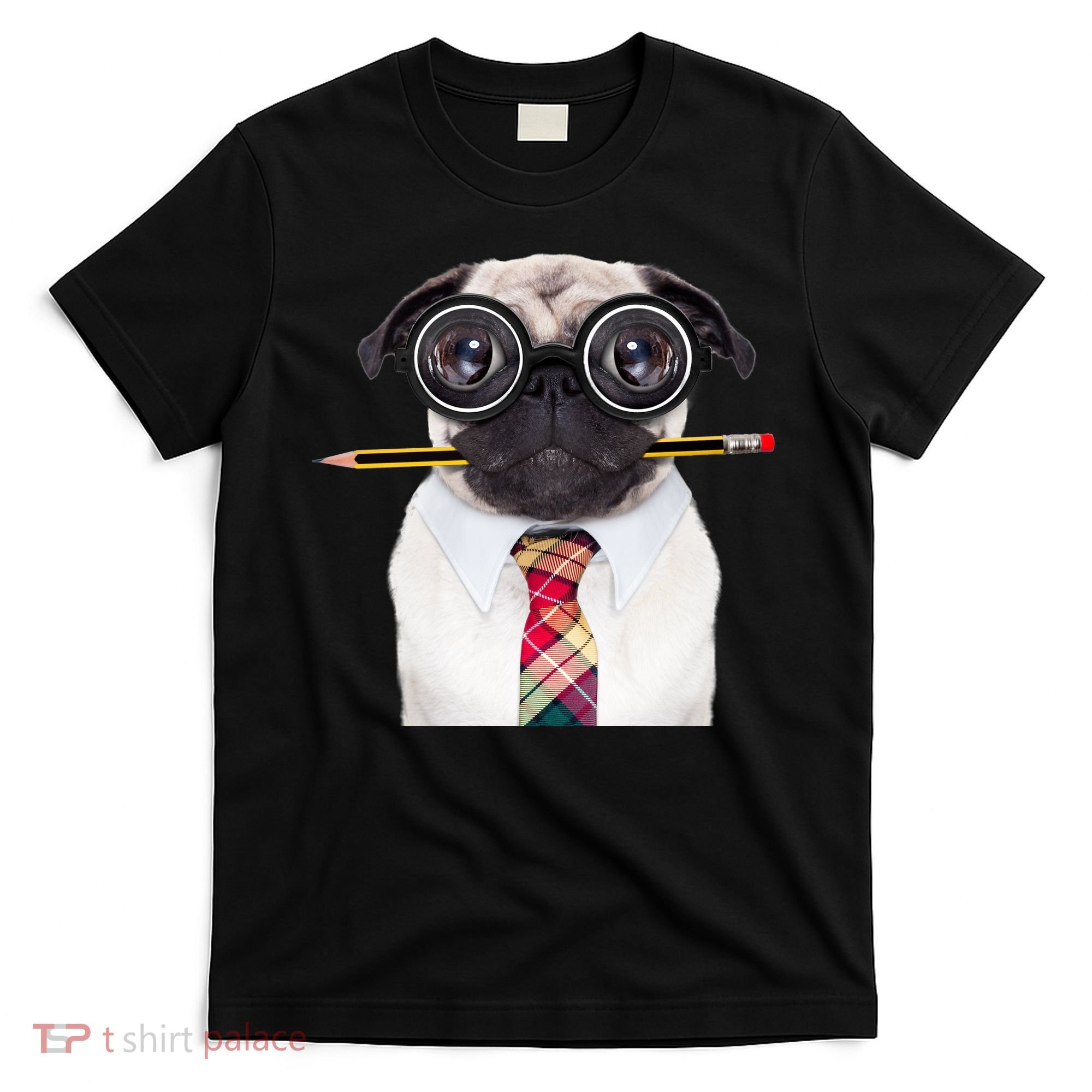 Nerdy Pug Dog With Glasses T-Shirt
