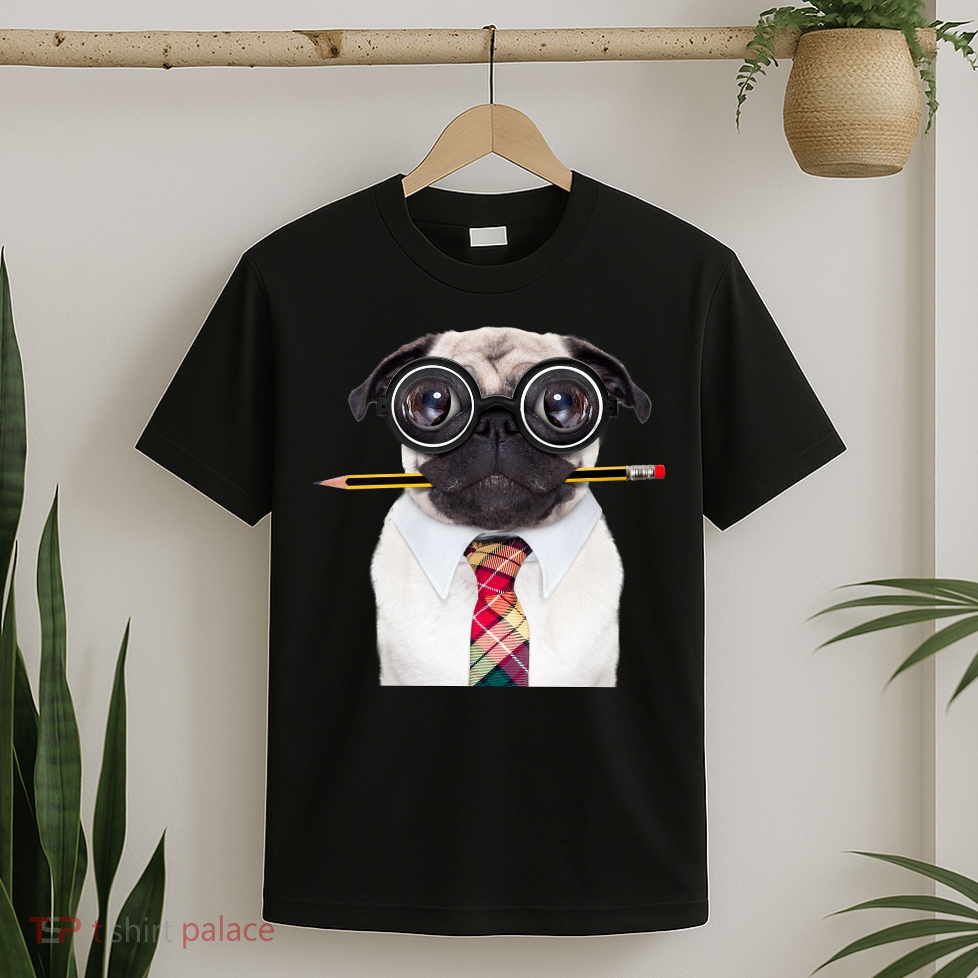 Nerdy Pug Dog With Glasses T-Shirt