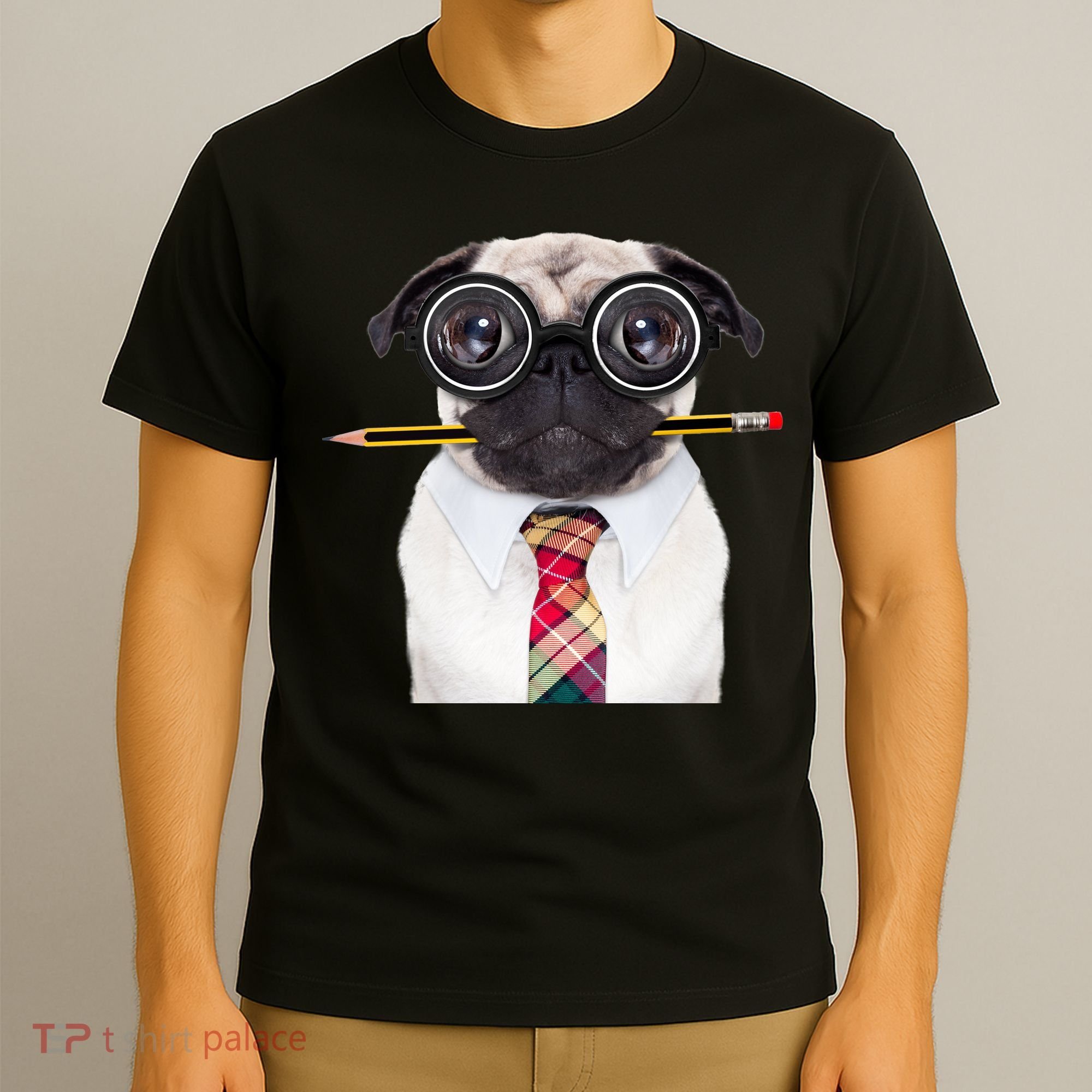 Nerdy Pug Dog With Glasses T-Shirt