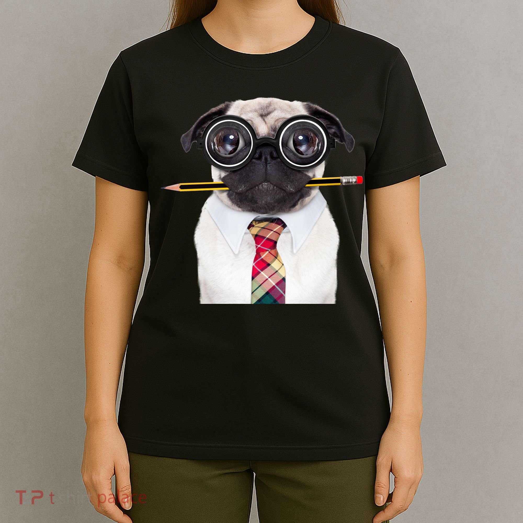 Nerdy Pug Dog With Glasses T-Shirt