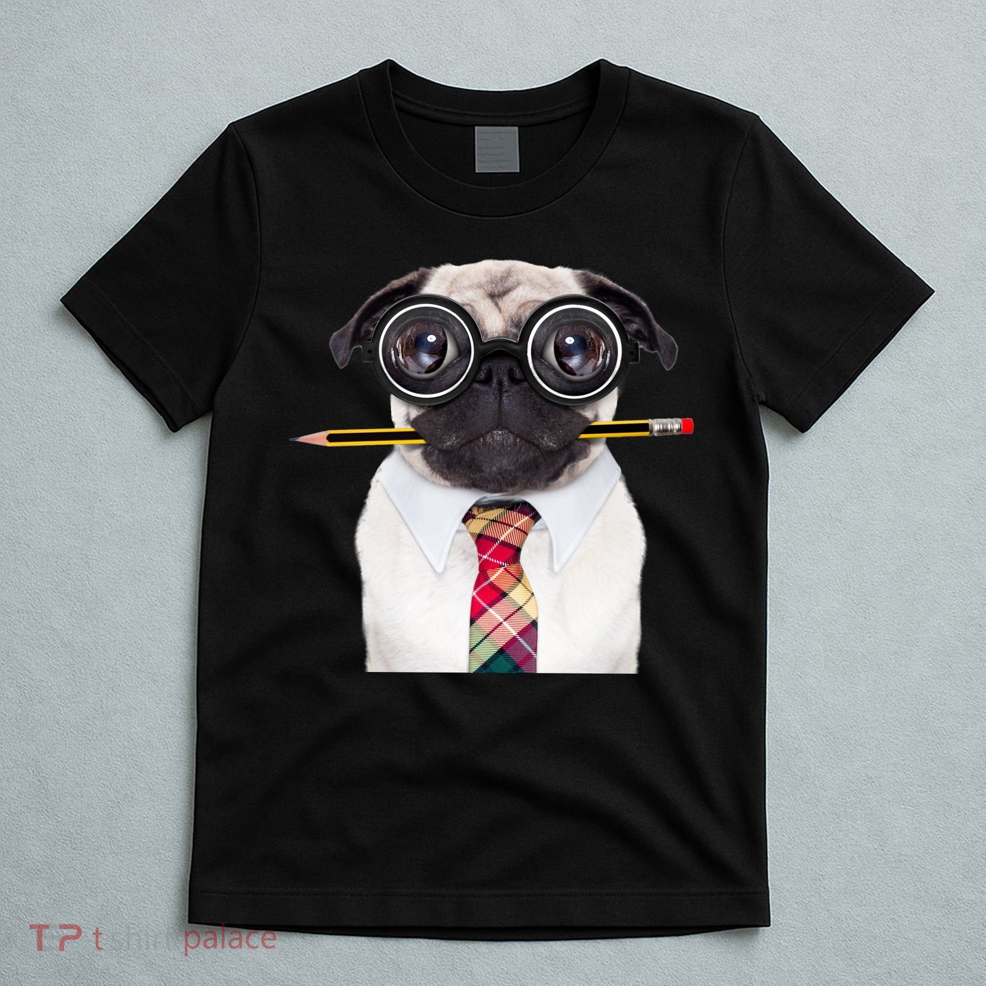 Nerdy Pug Dog With Glasses T-Shirt