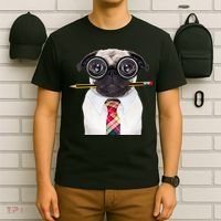 Nerdy Pug Dog With Glasses T-Shirt thumb 6