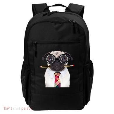 Nerdy Pug Dog With Glasses Backpack