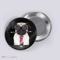 Nerdy Pug Dog With Glasses Button thumb 0
