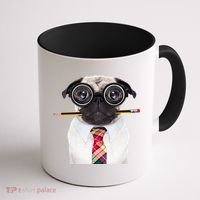Nerdy Pug Dog With Glasses Coffee Mug thumb 1