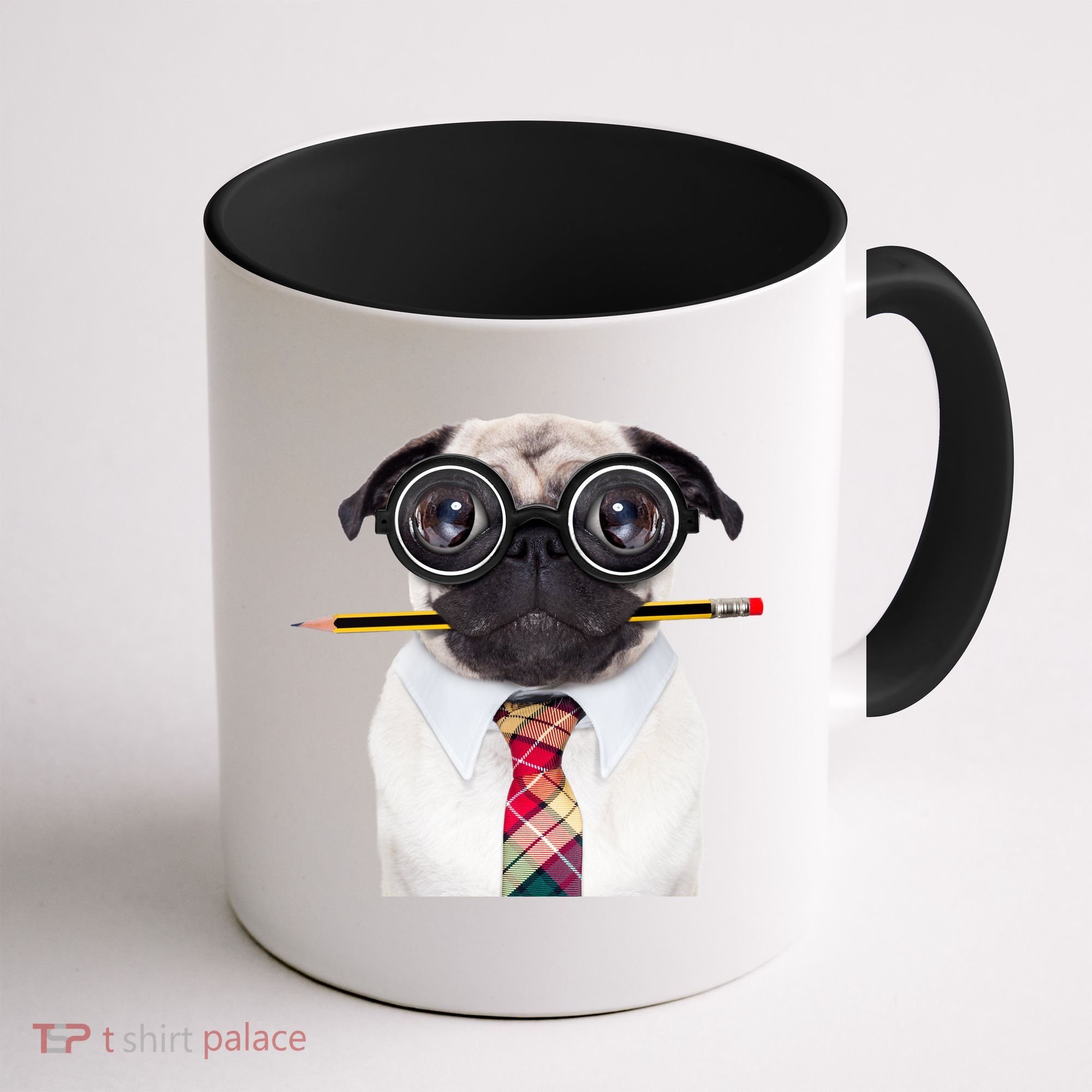 Nerdy Pug Dog With Glasses Coffee Mug