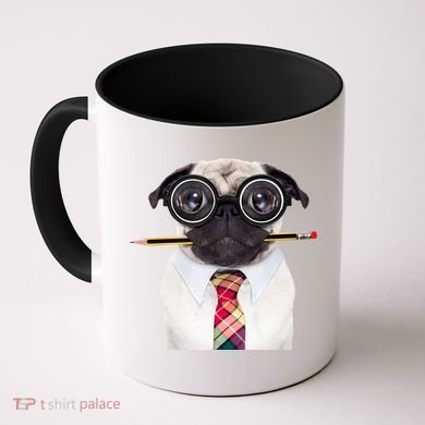 Nerdy Pug Dog With Glasses Coffee Mug