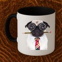 Nerdy Pug Dog With Glasses Coffee Mug thumb 2