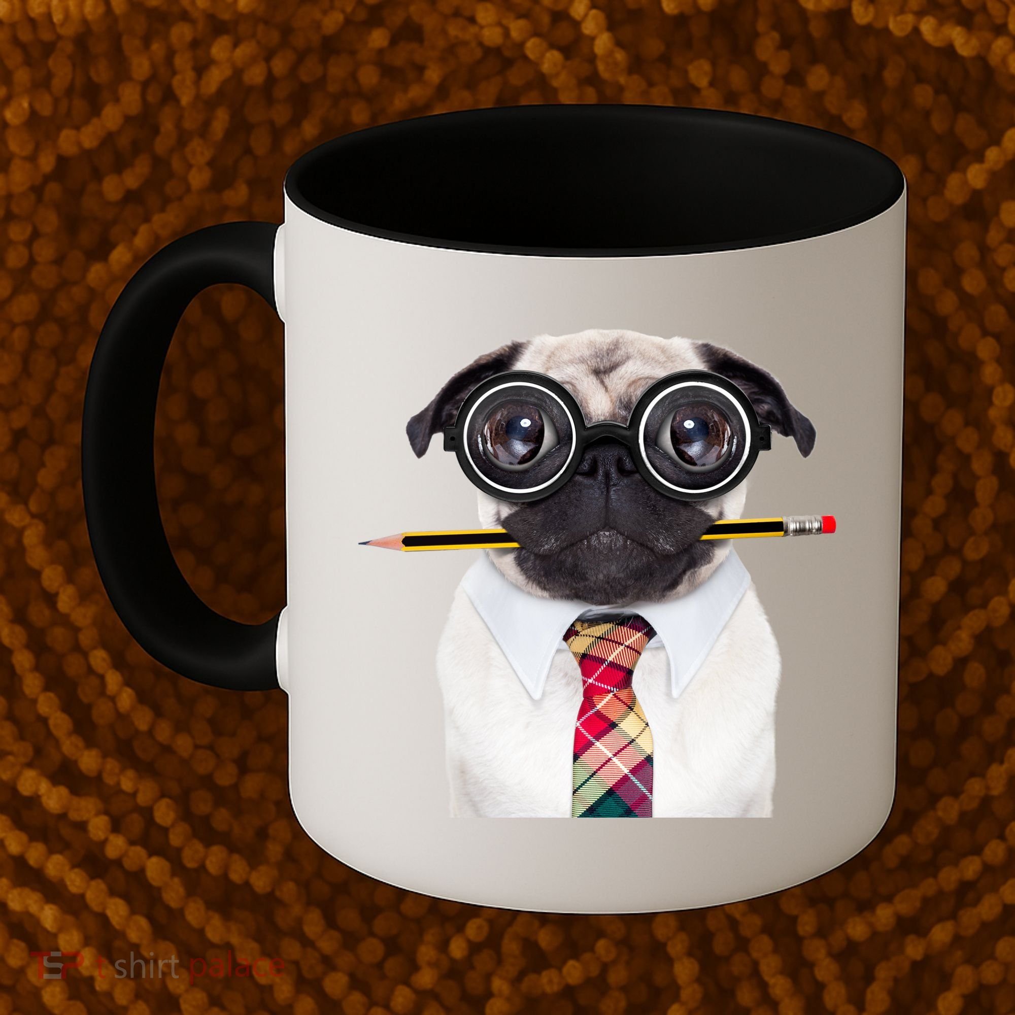 Nerdy Pug Dog With Glasses Coffee Mug