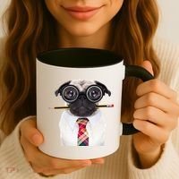 Nerdy Pug Dog With Glasses Coffee Mug thumb 3
