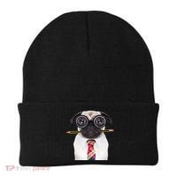 Nerdy Pug Dog With Glasses Beanie thumb 0