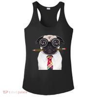 Nerdy Pug Dog With Glasses Ladies PosiCharge Competitor Racerback Tank thumb 0