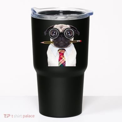 Nerdy Pug Dog With Glasses Tumbler