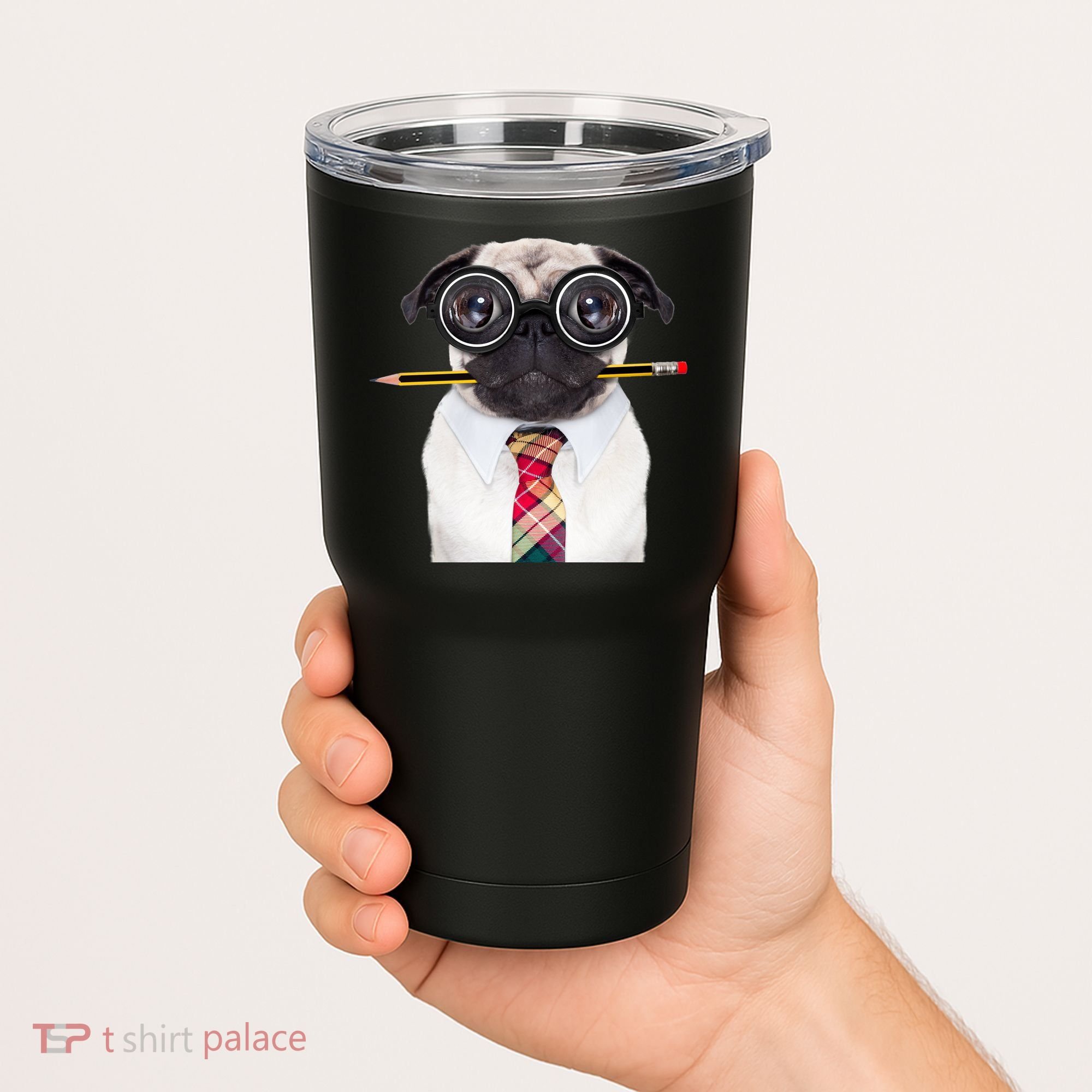 Nerdy Pug Dog With Glasses Tumbler