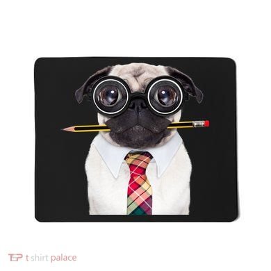 Nerdy Pug Dog With Glasses Mousepad