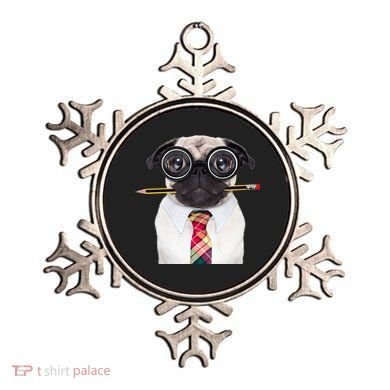 Nerdy Pug Dog With Glasses Ornament