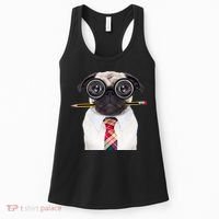 Nerdy Pug Dog With Glasses Women's Tank Top thumb 0