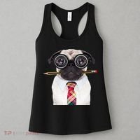 Nerdy Pug Dog With Glasses Women's Tank Top thumb 3