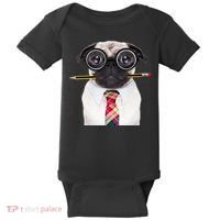 Nerdy Pug Dog With Glasses Baby Bodysuit thumb 0