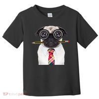 Nerdy Pug Dog With Glasses Toddler T-Shirt thumb 0