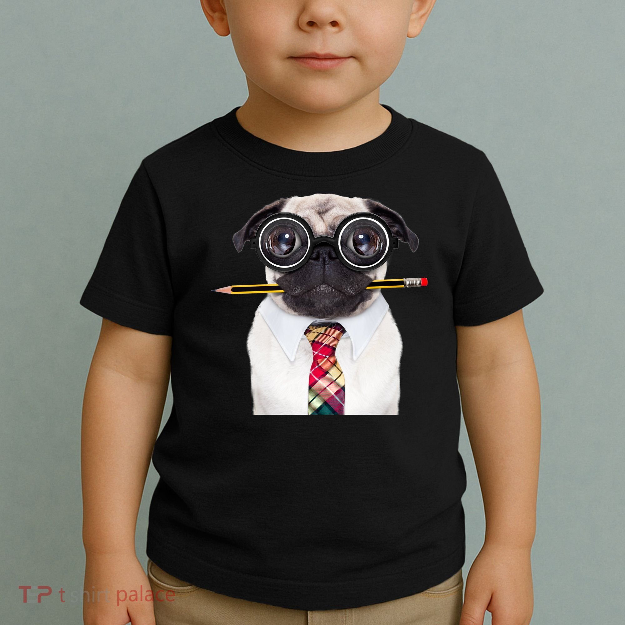Nerdy Pug Dog With Glasses Toddler T-Shirt