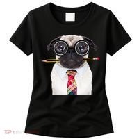 Nerdy Pug Dog With Glasses Women's T-Shirt thumb 0