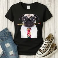Nerdy Pug Dog With Glasses Women's T-Shirt thumb 3