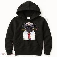 Nerdy Pug Dog With Glasses Kids Hoodie thumb 0