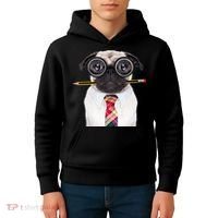 Nerdy Pug Dog With Glasses Kids Hoodie thumb 4