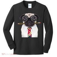 Nerdy Pug Dog With Glasses Kids Long Sleeve Shirt thumb 0