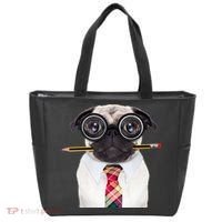 Nerdy Pug Dog With Glasses Tote Bag thumb 0