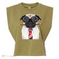 Nerdy Pug Dog With Glasses Garment-Dyed Women's Muscle Tee thumb 0