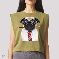 Nerdy Pug Dog With Glasses Garment-Dyed Women's Muscle Tee thumb 2