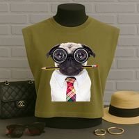 Nerdy Pug Dog With Glasses Garment-Dyed Women's Muscle Tee thumb 3
