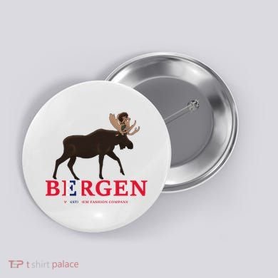 Norway Elk Troll Myths Flag Mountain Travel Button