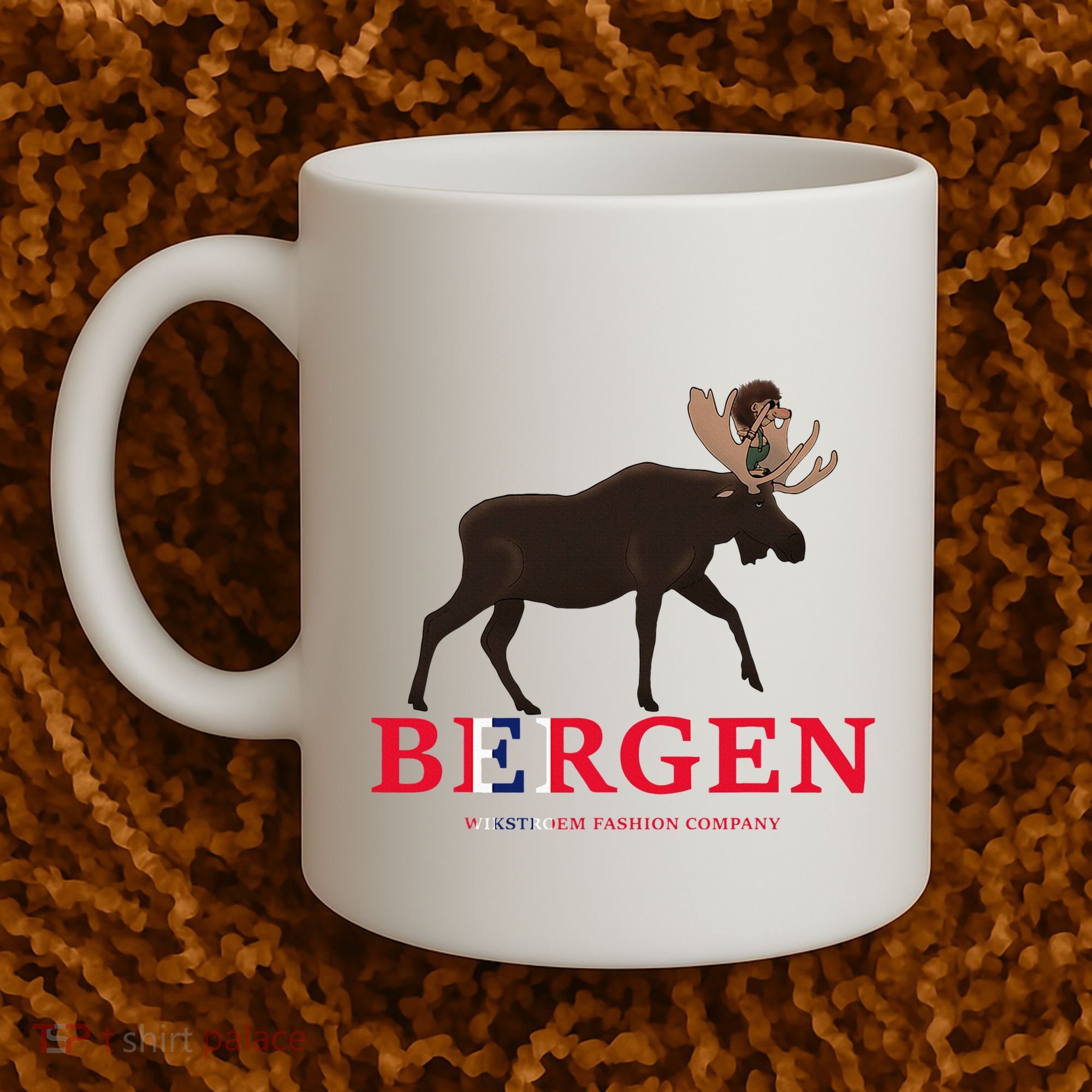 Norway Elk Troll Myths Flag Mountain Travel Coffee Mug