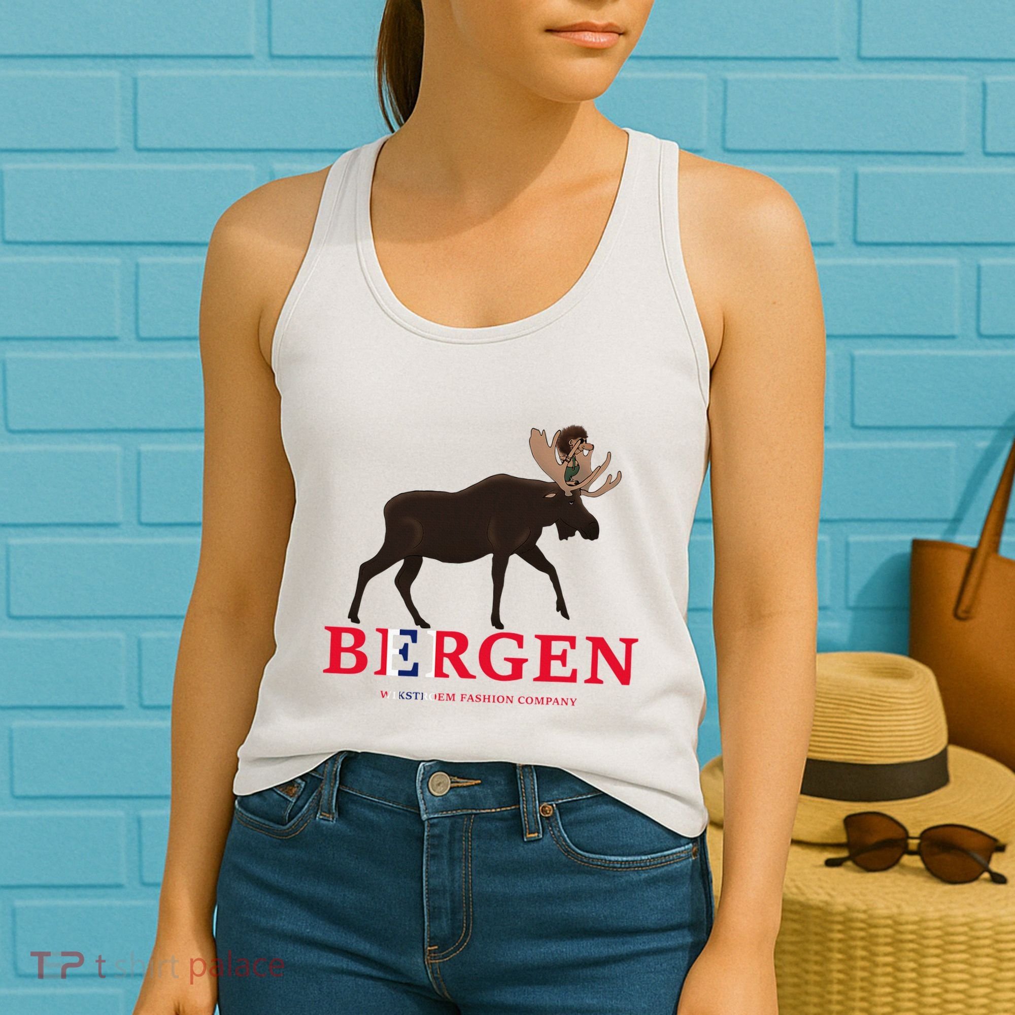 Norway Elk Troll Myths Flag Mountain Travel Women's Tank Top