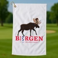 Norway Elk Troll Myths Flag Mountain Travel Golf Towel thumb 1